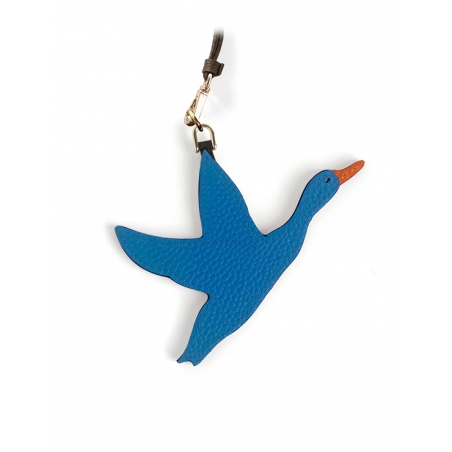'En L'Air Clé Oie' Nappa Leather Key Chain and Charms Cyan & Gold