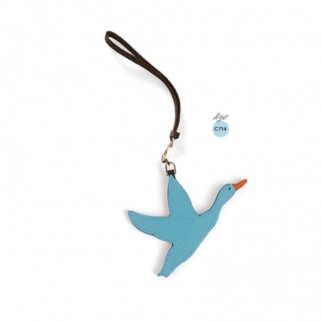 'En L'Air Clé Oie' Nappa Leather Key Chain and Charms Sky Blue & Gold