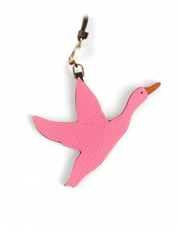 'En L'Air Clé Oie' Porte Clé et Charms en Cuir Nappa Rose & Or