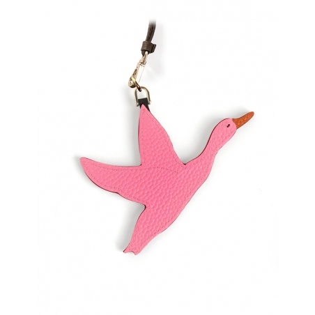 'En L'Air Clé Oie' Porte Clé et Charms en Cuir Nappa Rose & Or