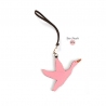 'En L'Air Clé Oie' Porte Clé et Charms en Cuir Nappa Rose Poudré & Or