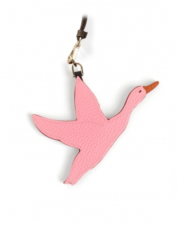 'En L'Air Clé Oie' Porte Clé et Charms en Cuir Nappa Rose Poudré & Or