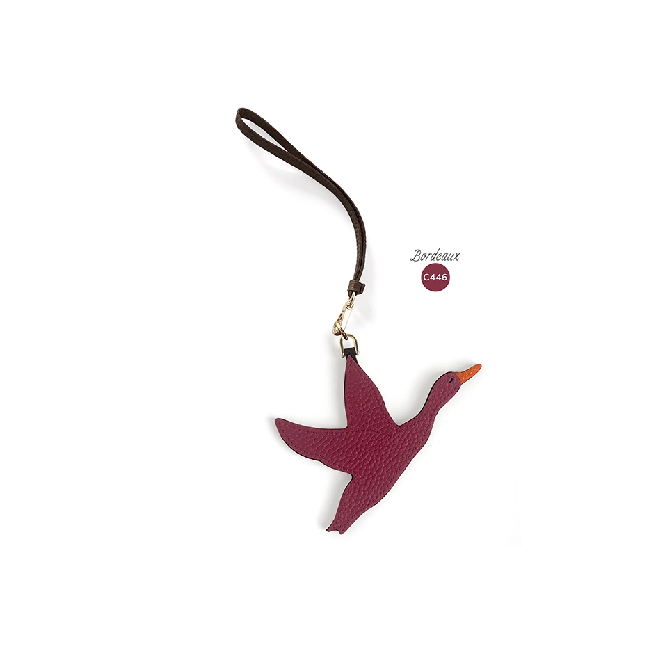 'En L'Air Clé Oie' Nappa Leather Key Chain and Charms Dark Red & Gold