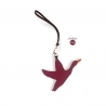 'En L'Air Clé Oie' Porte Clé et Charms en Cuir Nappa Bordeaux & Or