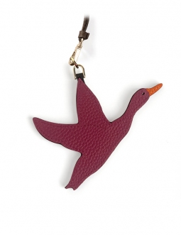 'En L'Air Clé Oie' Nappa Leather Key Chain and Charms Dark Red & Gold