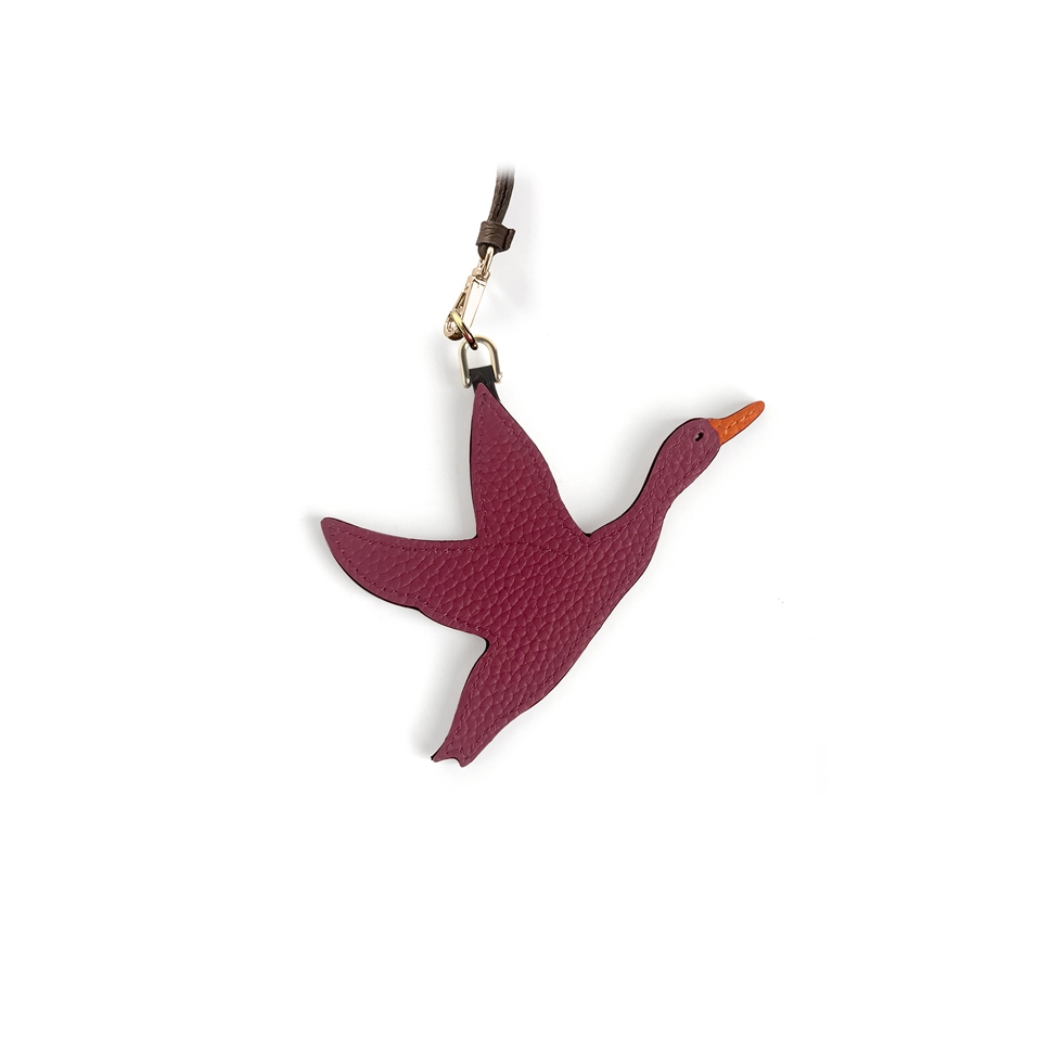'En L'Air Clé Oie' Nappa Leather Key Chain and Charms Dark Red & Gold