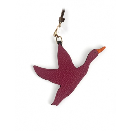 'En L'Air Clé Oie' Nappa Leather Key Chain and Charms Dark Red & Gold