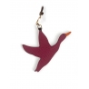 'En L'Air Clé Oie' Porte Clé et Charms en Cuir Nappa Bordeaux & Or