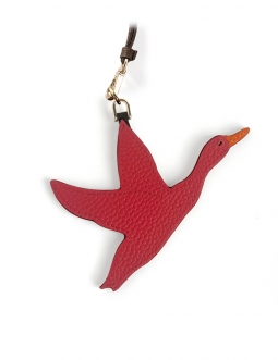 'En L'Air Clé Oie' Porte Clé et Charms en Cuir Nappa Écrevisse & Or