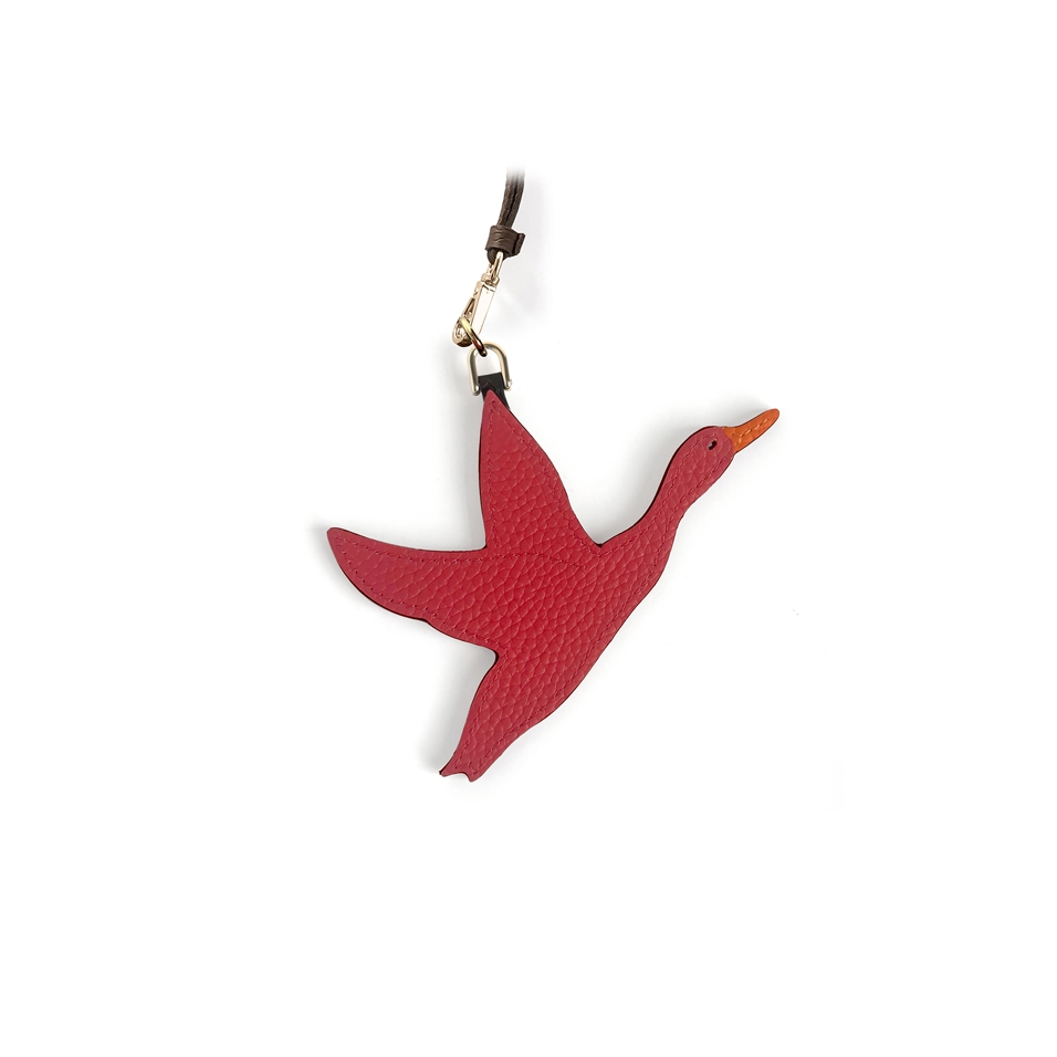 'En L'Air Clé Oie' Nappa Leather Key Chain and Charms Red & Gold