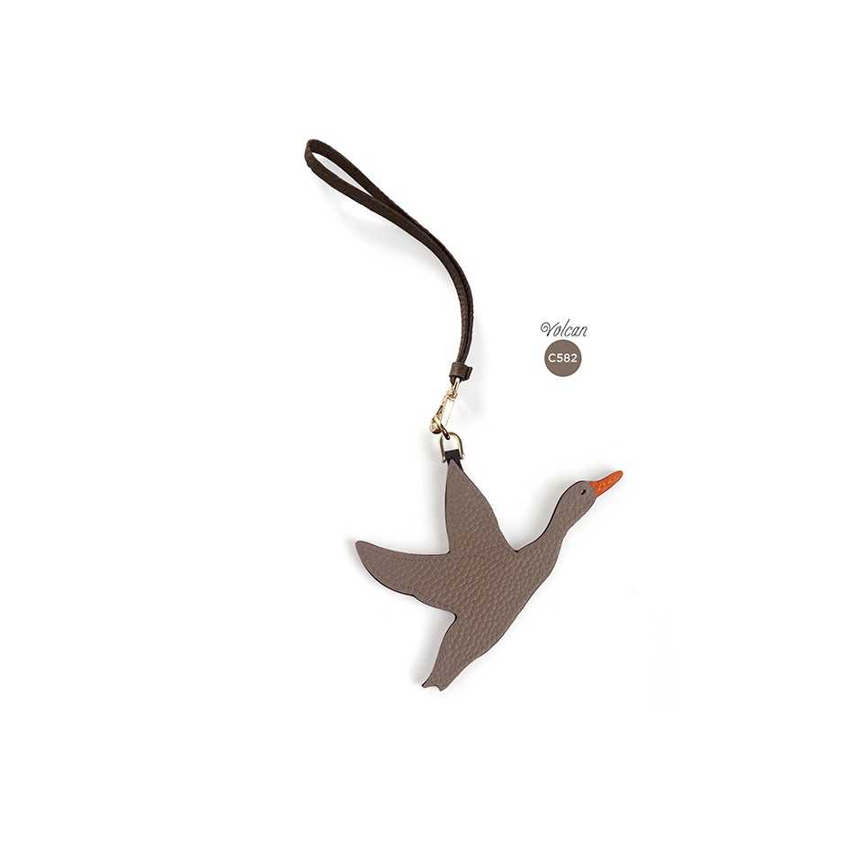 'En L'Air Clé Oie' Nappa Leather Key Chain and Charms Volcan & Gold