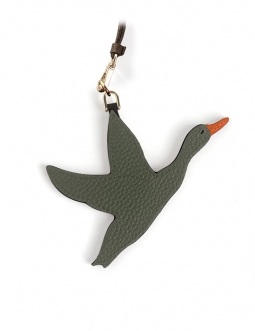 'En L'Air Clé Oie' Porte Clé et Charms en Cuir Nappa Taiga & Or