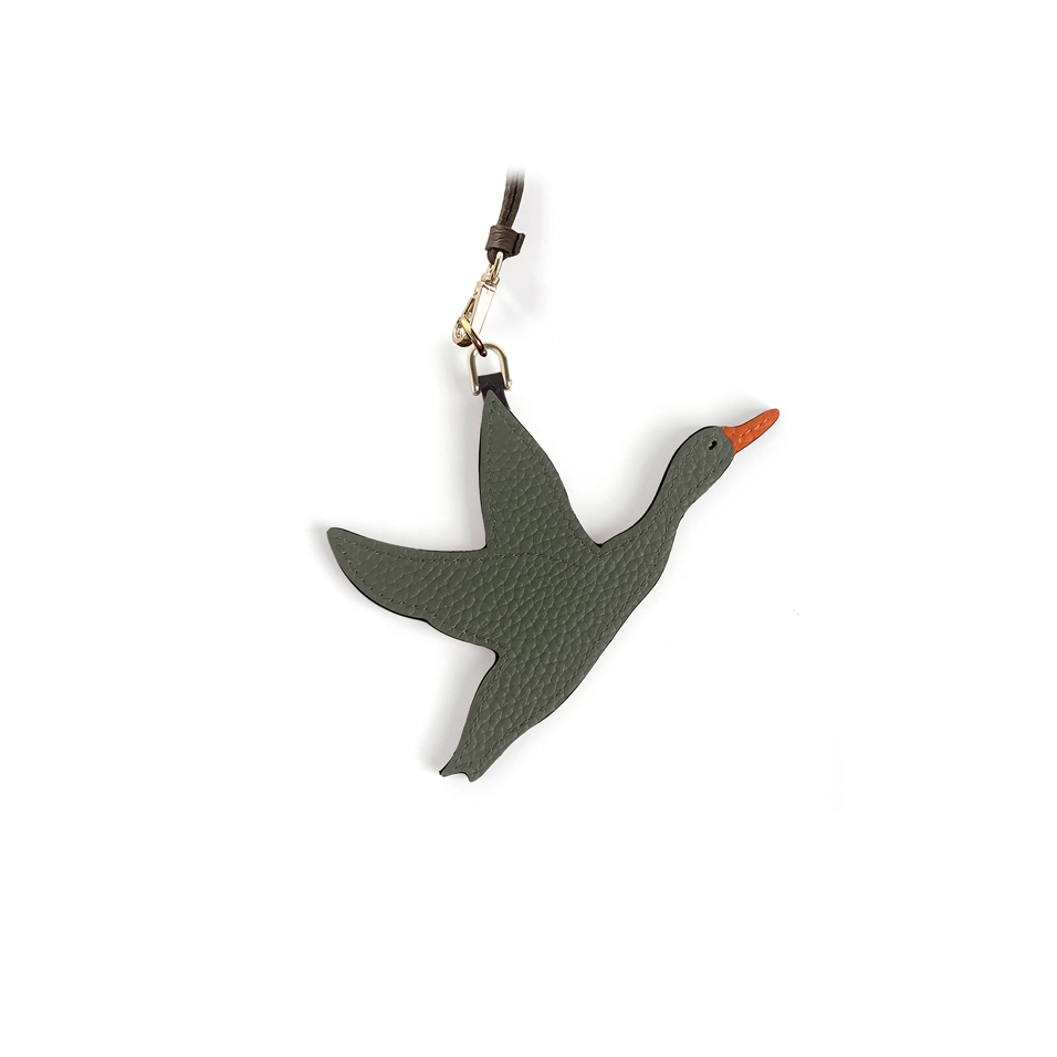 'En L'Air Clé Oie' Nappa Leather Key Chain and Charms Taiga & Gold