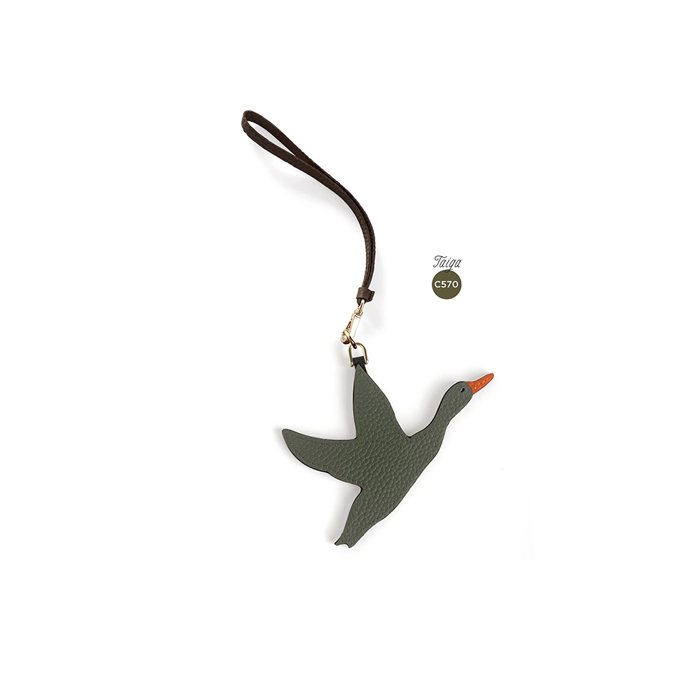 'En L'Air Clé Oie' Nappa Leather Key Chain and Charms Taiga & Gold