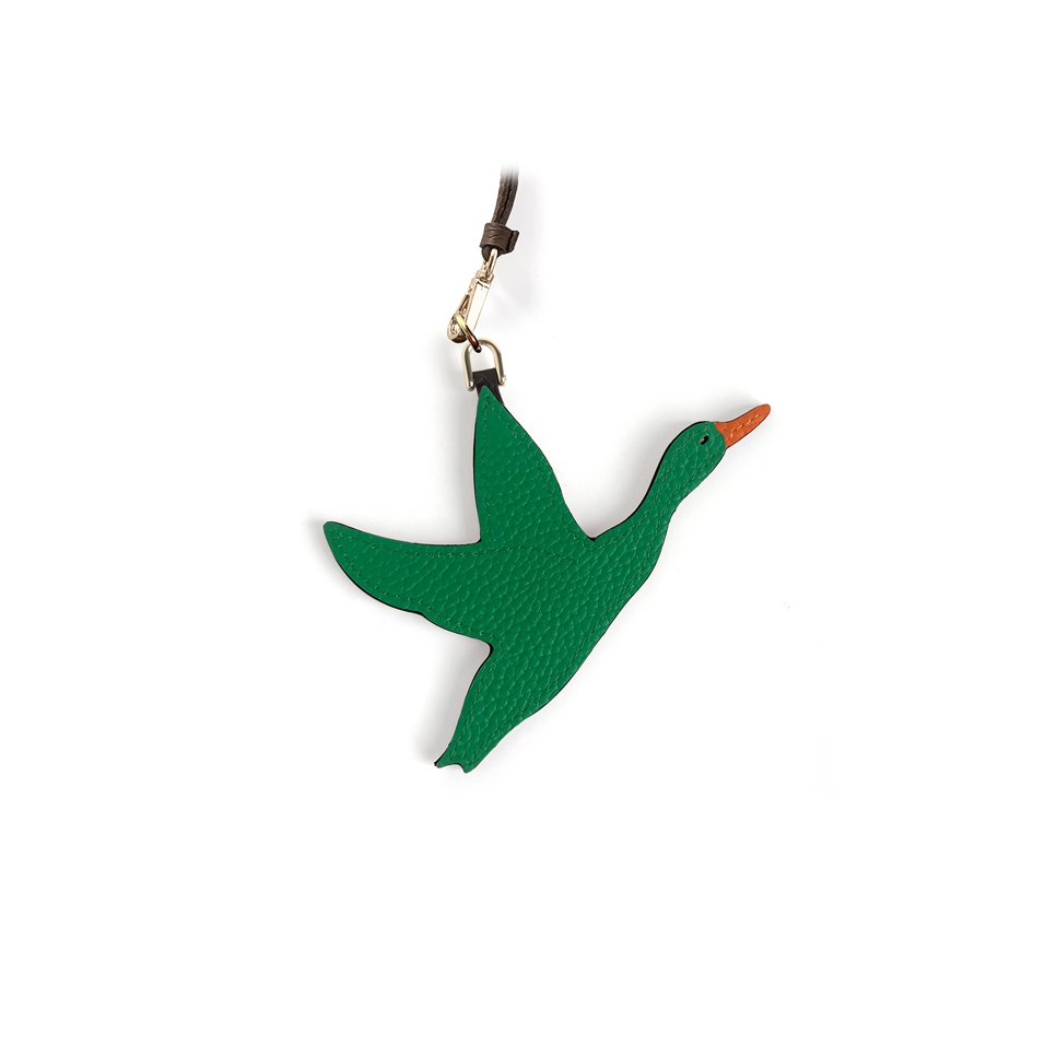 'En L'Air Clé Oie' Nappa Leather Key Chain and Charms Green & Gold