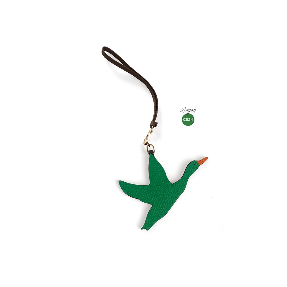 'En L'Air Clé Oie' Nappa Leather Key Chain and Charms Green & Gold