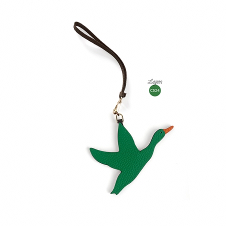 'En L'Air Clé Oie' Nappa Leather Key Chain and Charms Green & Gold
