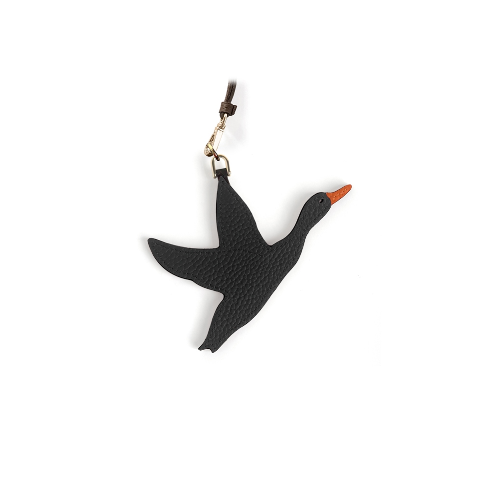 'En L'Air Clé Oie' Nappa Leather Key Chain and Charms Black & Gold