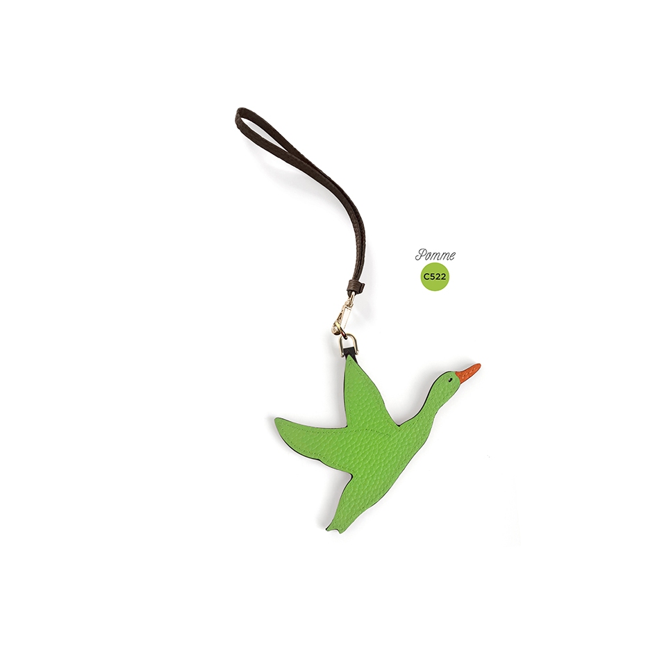 'En L'Air Clé Oie' Nappa Leather Key Chain and Charms Apple Green & Gold