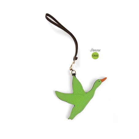 'En L'Air Clé Oie' Porte Clé et Charms en Cuir Nappa Pomme & Or
