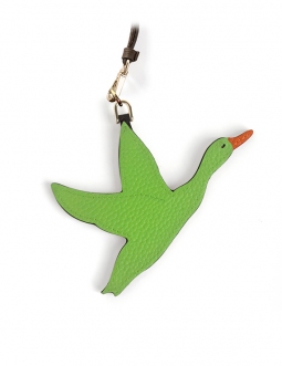 'En L'Air Clé Oie' Porte Clé et Charms en Cuir Nappa Pomme & Or