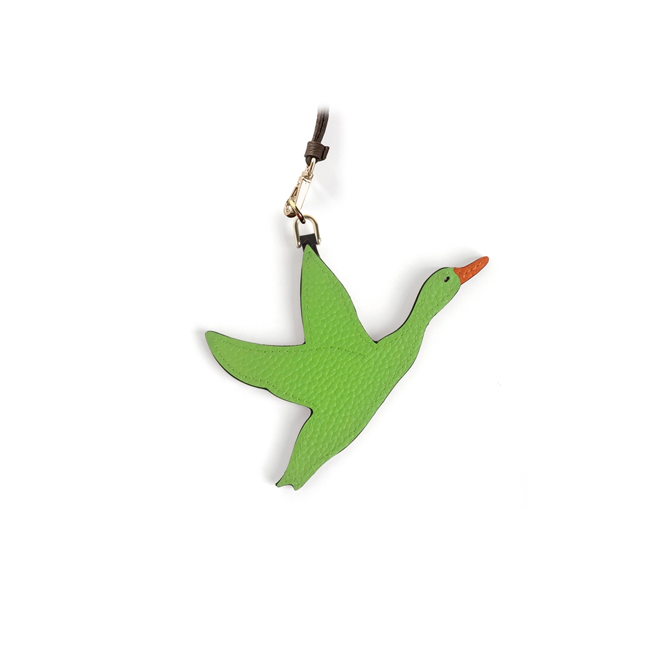 'En L'Air Clé Oie' Nappa Leather Key Chain and Charms Apple Green & Gold