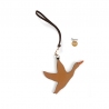 'En L'Air Clé Oie' Porte Clé et Charms en Cuir Nappa Cognac & Or