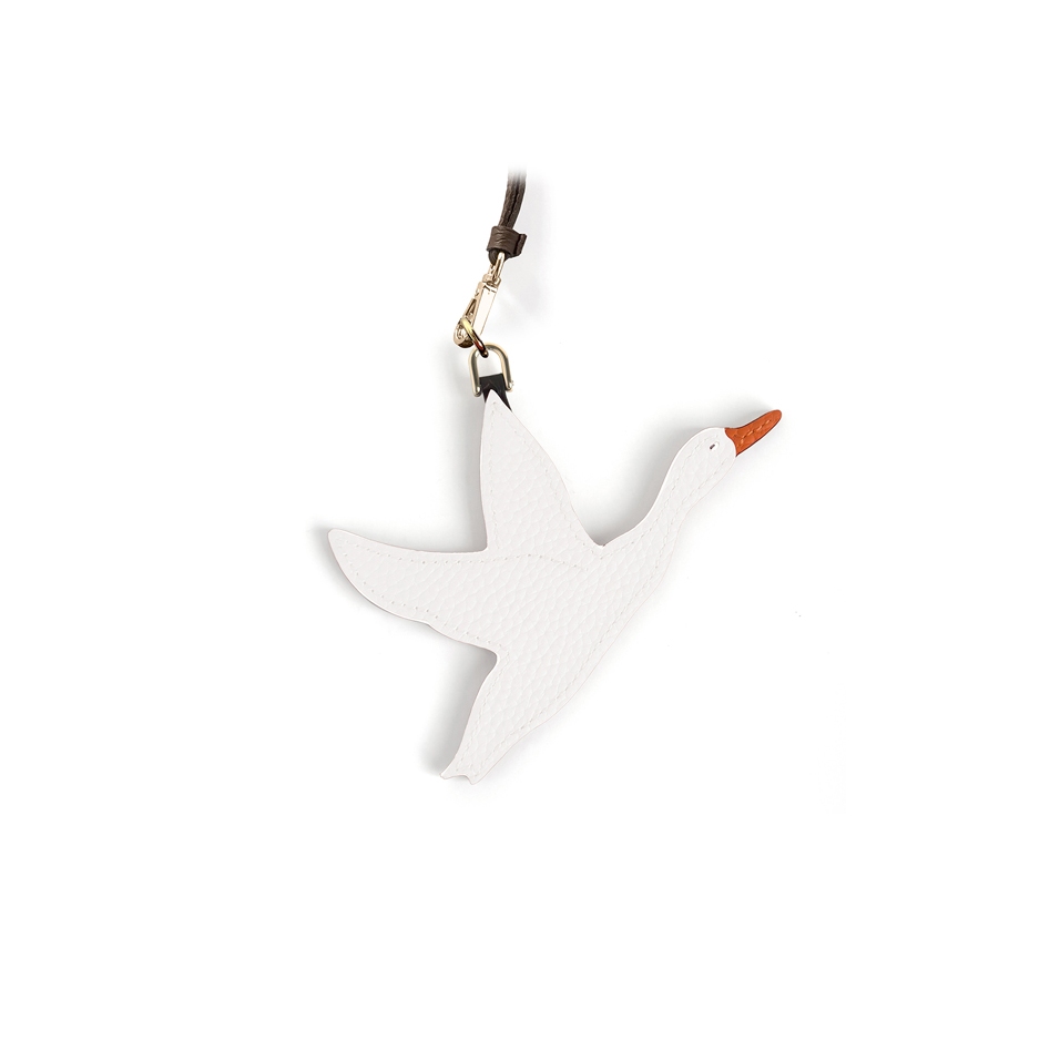 'En L'Air Clé Oie' Nappa Leather Key Chain and Charms Snow White & Gold