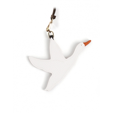 'En L'Air Clé Oie' Nappa Leather Key Chain and Charms Snow White & Gold