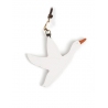 'En L'Air Clé Oie' Porte Clé et Charms en Cuir Nappa Neige & Or