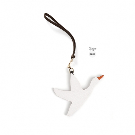 'En L'Air Clé Oie' Nappa Leather Key Chain and Charms Snow White & Gold