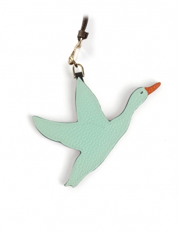 'En L'Air Clé Oie' Porte Clé et Charms en Cuir Nappa Opaline & Or
