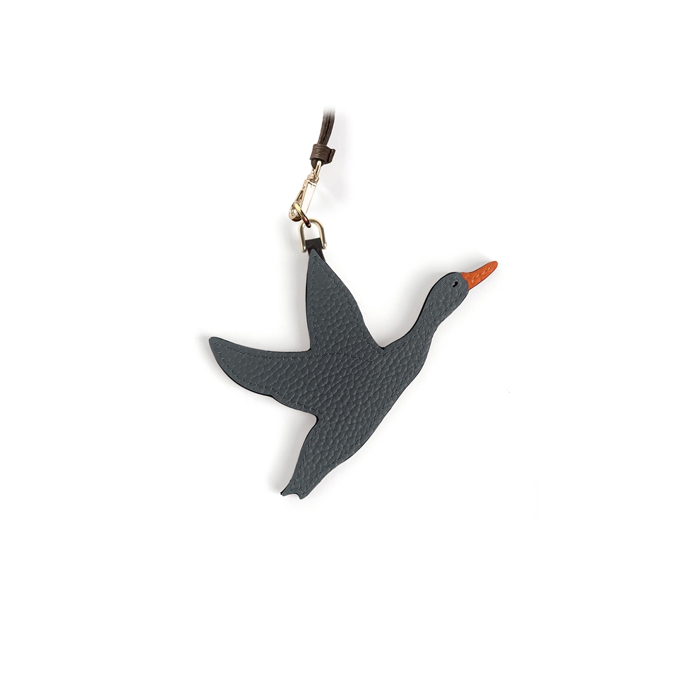 'En L'Air Clé Oie' Nappa Leather Key Chain and Charms Ardoise & Gold
