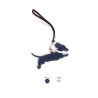 'En L'Air Clé Téckel' Porte Clé et Charms en Cuir Nappa Marine & Or