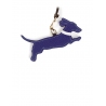 'En L'Air Clé Téckel' Porte Clé et Charms en Cuir Nappa Bleu Profond & Or