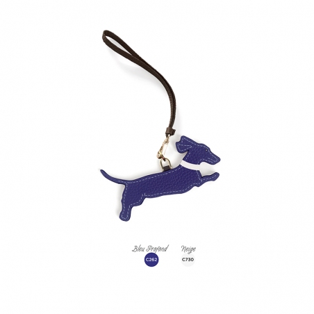 'En L'Air Clé Téckel' Nappa Leather Key Chain and Charms Deep Blue & Gold
