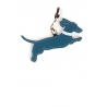 'En L'Air Clé Téckel' Nappa Leather Key Chain and Charms Indigo & Gold