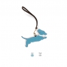 'En L'Air Clé Téckel' Porte Clé et Charms en Cuir Nappa Azur & Or