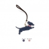 'En L'Air Clé Téckel' Porte Clé et Charms en Cuir Nappa Bleu Nuit & Or