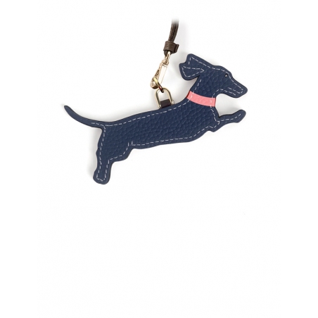 'En L'Air Clé Téckel' Nappa Leather Key Chain and Charms Night Blue & Gold
