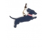 'En L'Air Clé Téckel' Porte Clé et Charms en Cuir Nappa Bleu Nuit & Or