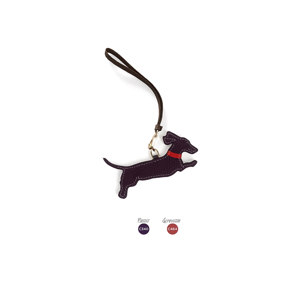 'En L'Air Clé Téckel' Nappa Leather Key Chain and Charms Dark Purple & Gold