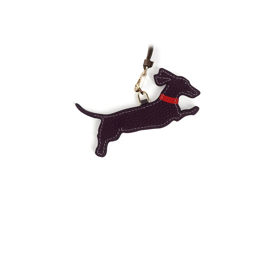'En L'Air Clé Téckel' Nappa Leather Key Chain and Charms Dark Purple & Gold