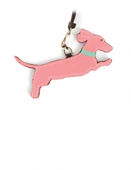'En L'Air Clé Téckel' Porte Clé et Charms en Cuir Nappa Rose Poudré & Or