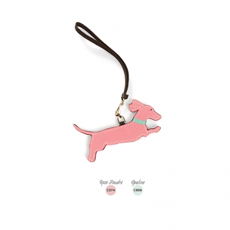 'En L'Air Clé Téckel' Nappa Leather Key Chain and Charms Light Pink & Gold