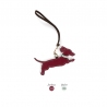 'En L'Air Clé Téckel' Porte Clé et Charms en Cuir Nappa Bordeaux & Or