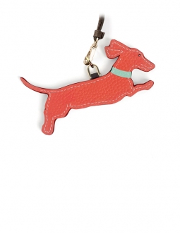 'En L'Air Clé Téckel' Porte Clé et Charms en Cuir Nappa Pastèque & Or