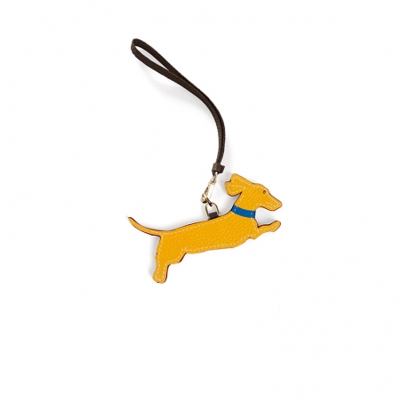 'En L'Air Clé Téckel' Nappa Leather Key Chain and Charms Yellow & Gold