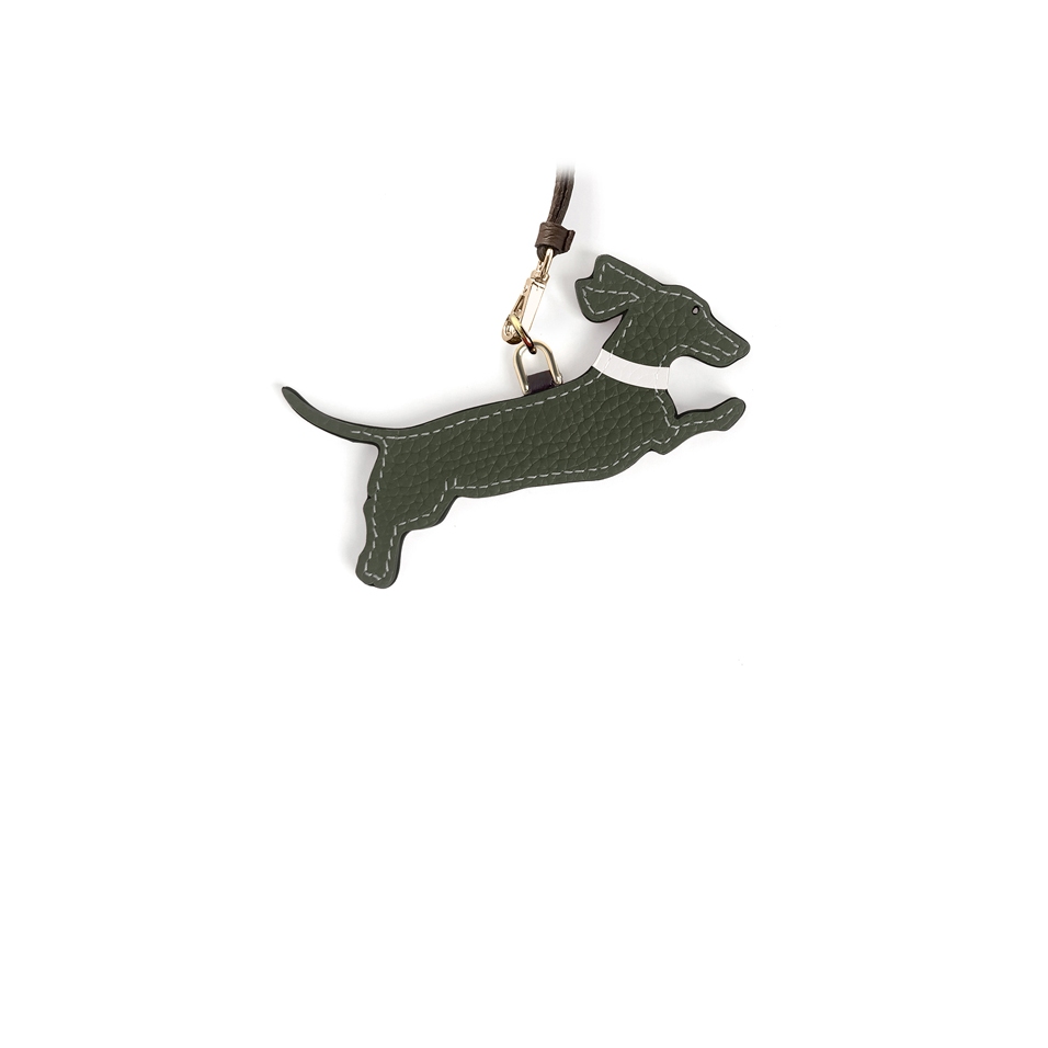 'En L'Air Clé Téckel' Nappa Leather Key Chain and Charms Taiga & Gold