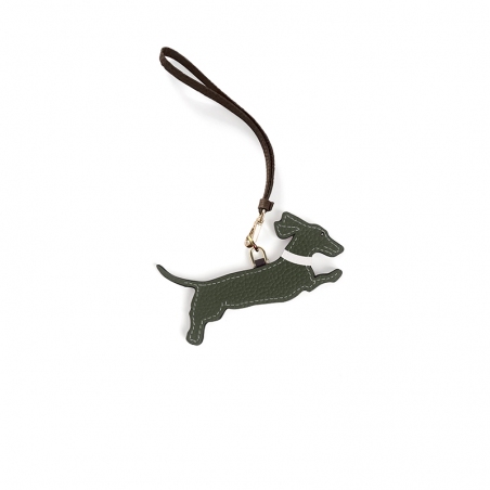 'En L'Air Clé Téckel' Porte Clé et Charms en Cuir Nappa Taiga & Or